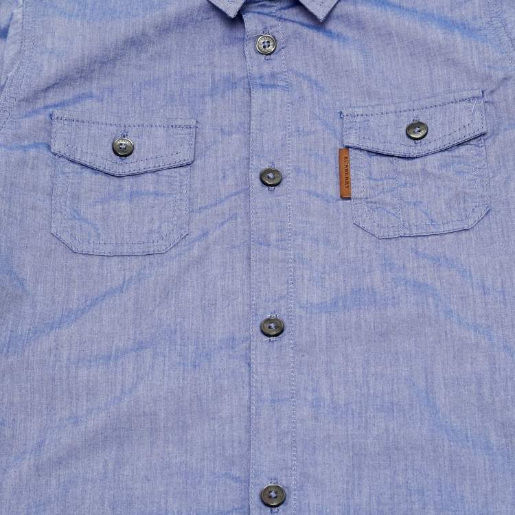 Pre Owned Burberry Kids Blue Chambray Shirt 2 Yrs