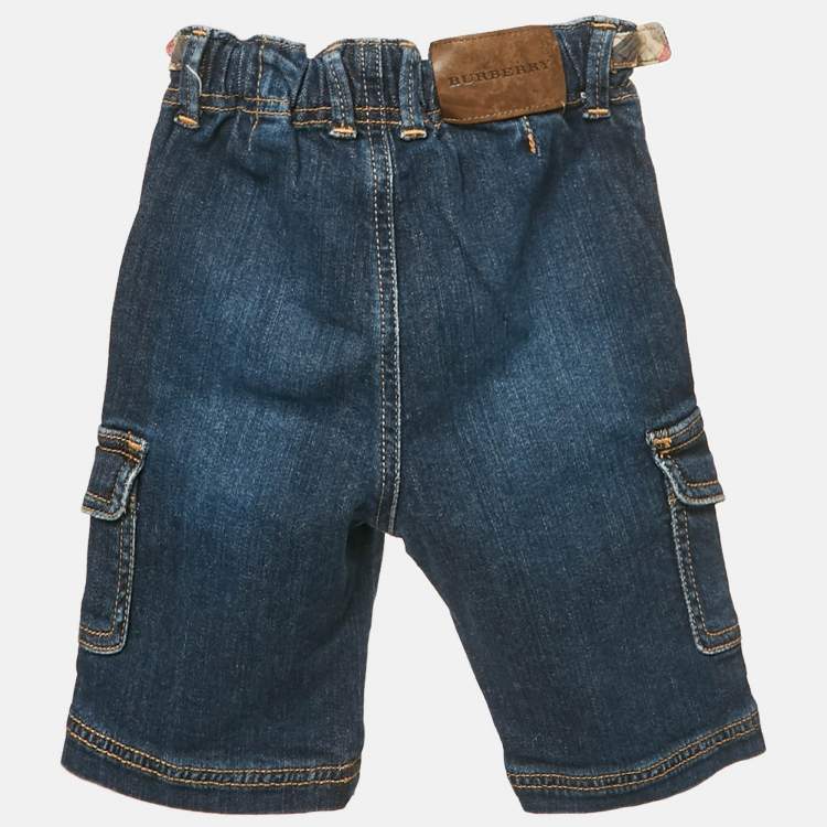 Pre Owned Burberry Kids Faded Denim Cargo Pants 3 Yrs 