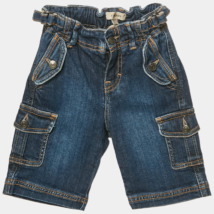Pre Owned Burberry Kids Faded Denim Cargo Pants 3 Yrs 