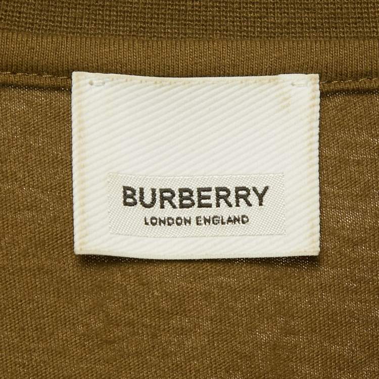 Pre Owned Burberry Olive Green Logo Print Cotton Crew Neck T-Shirt 14 Yrs