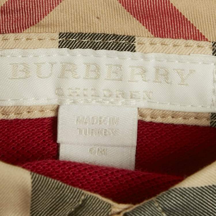 Pre Owned Burberry Children Red/White Cotton 3 Piece Set 6M/12M