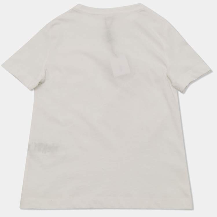 Pre Owned Burberry Children White Logo Embroidered Jersey T-Shirt 5 Yrs