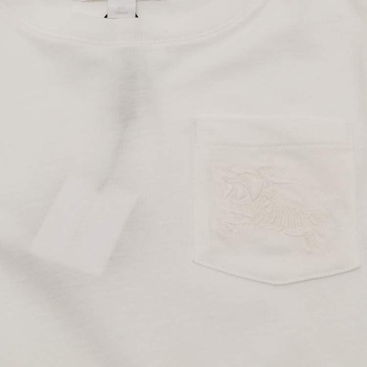 Pre Owned Burberry Children White Logo Embroidered Jersey T-Shirt 5 Yrs