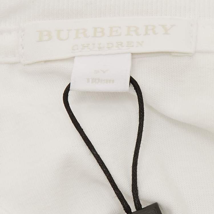 Pre Owned Burberry Children White Logo Embroidered Jersey T-Shirt 5 Yrs