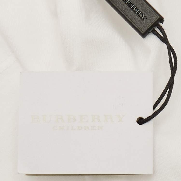 Pre Owned Burberry Children White Logo Embroidered Jersey T-Shirt 5 Yrs