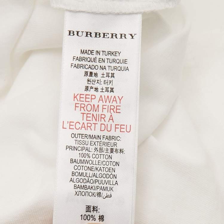 Pre Owned Burberry Children White Logo Embroidered Jersey T-Shirt 5 Yrs