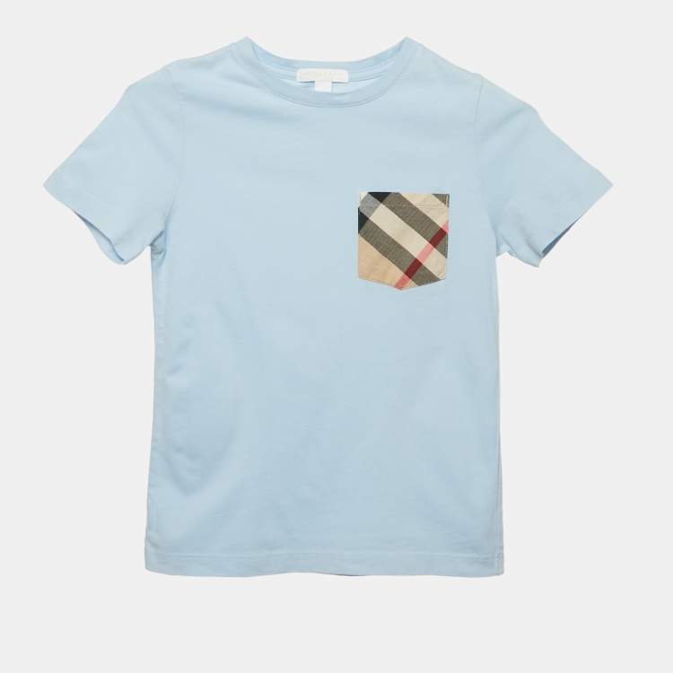 Pre Owned Burberry Children Blue Nova Checks Pocket T-Shirt 5 Yrs