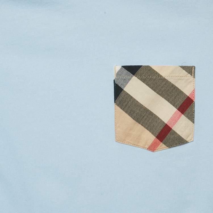 Pre Owned Burberry Children Blue Nova Checks Pocket T-Shirt 5 Yrs