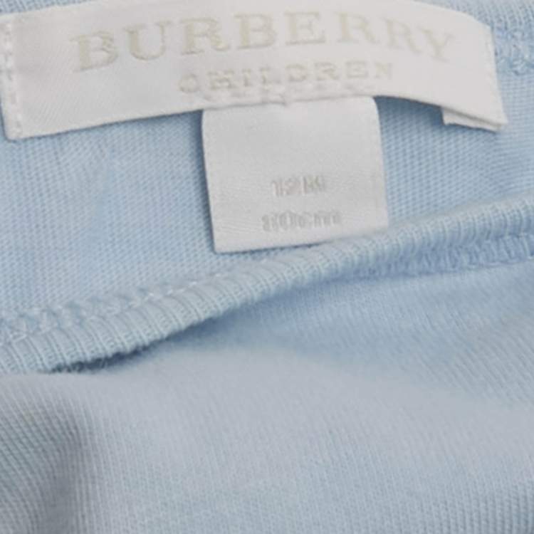 Pre Owned Burberry Children Blue/Beige Cotton 3 Piece Set 12M