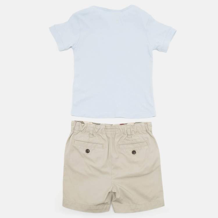 Pre Owned Burberry Children Blue/Beige Cotton 3 Piece Set 12M
