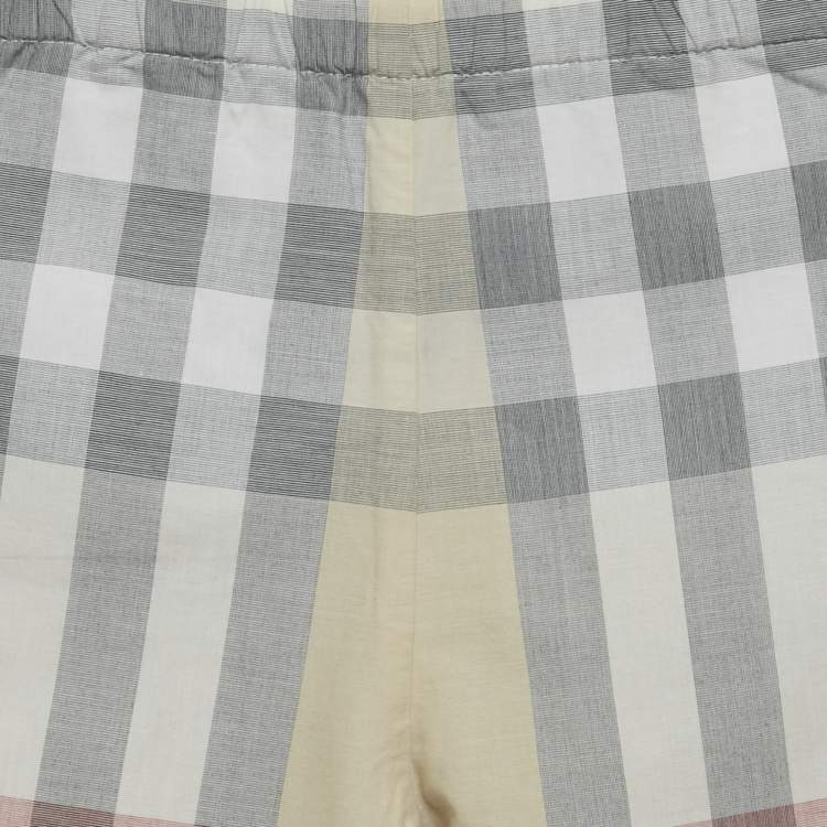 Pre Owned Burberry Children Beige Check Roll-Up Cotton Pants 12M
