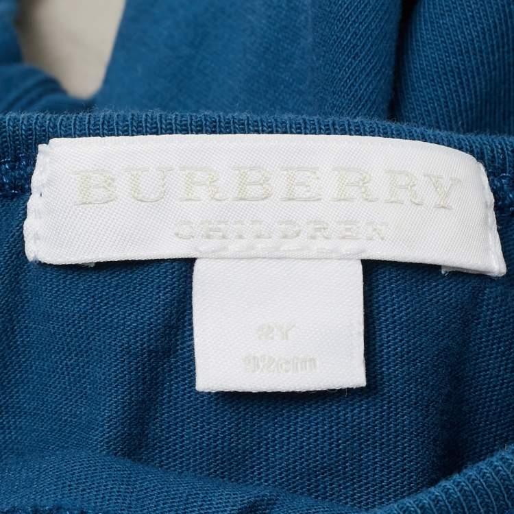 Pre Owned Burberry Blue/Beige Cotton 2 Piece Shorts and T-shirt Set 2 Yrs