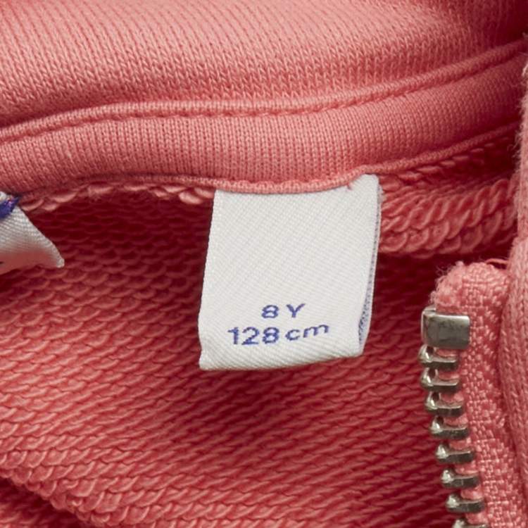 Pre Owned Burberry Kids Pink Logo Embroidered Cotton Zip-Up Jacket 8Yrs