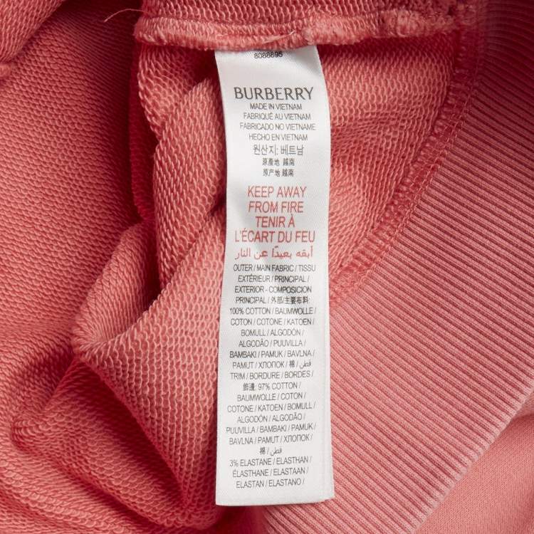 Pre Owned Burberry Kids Pink Logo Embroidered Cotton Zip-Up Jacket 8Yrs