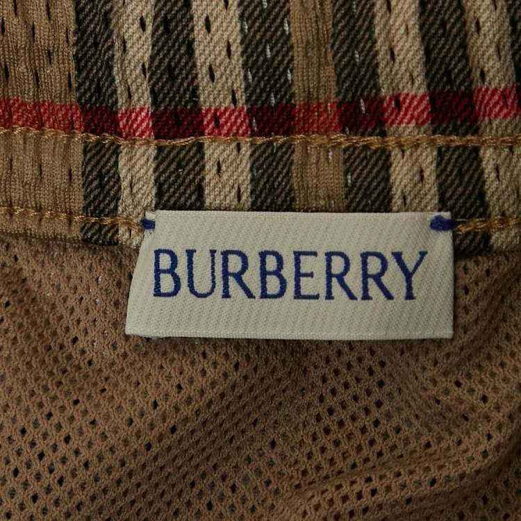 مملوكة مسبقًا Burberry Brown Checks Mesh Jersey Shorts 14Yrs
