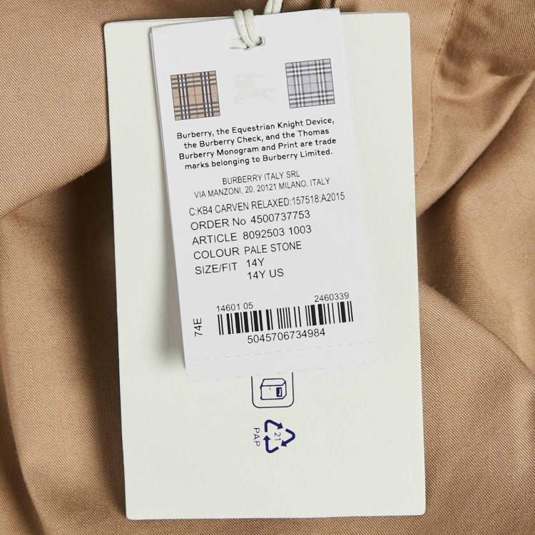 مملوكة مسبقًا Burberry Kids Beige Cotton Bermuda Shorts 14Yrs 