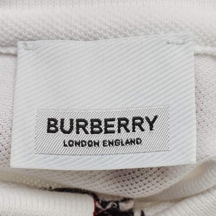 مملوكة مسبقًا Burberry White Logo Detail Cotton Knit T-Shirt 18M