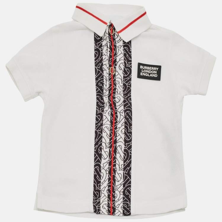 مملوكة مسبقًا Burberry White Logo Detail Cotton Knit T-Shirt 18M