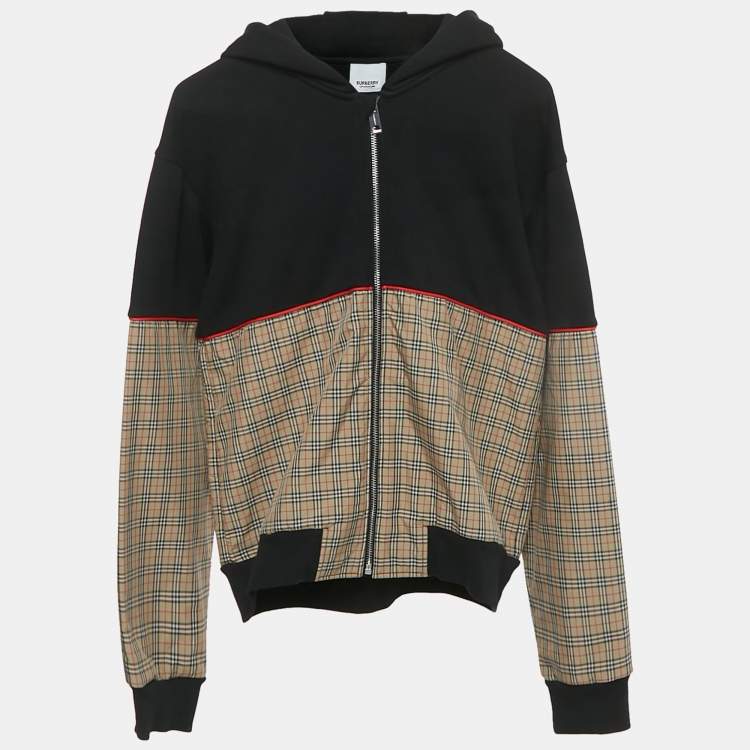 Pre Owned Burberry Black Cotton Check Kids Jonah Hoodie 12 Yrs
