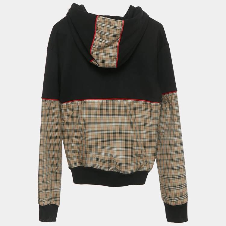 مملوكة مسبقًا Burberry Black Cotton Check Kids Jonah Hoodie 14 Yrs