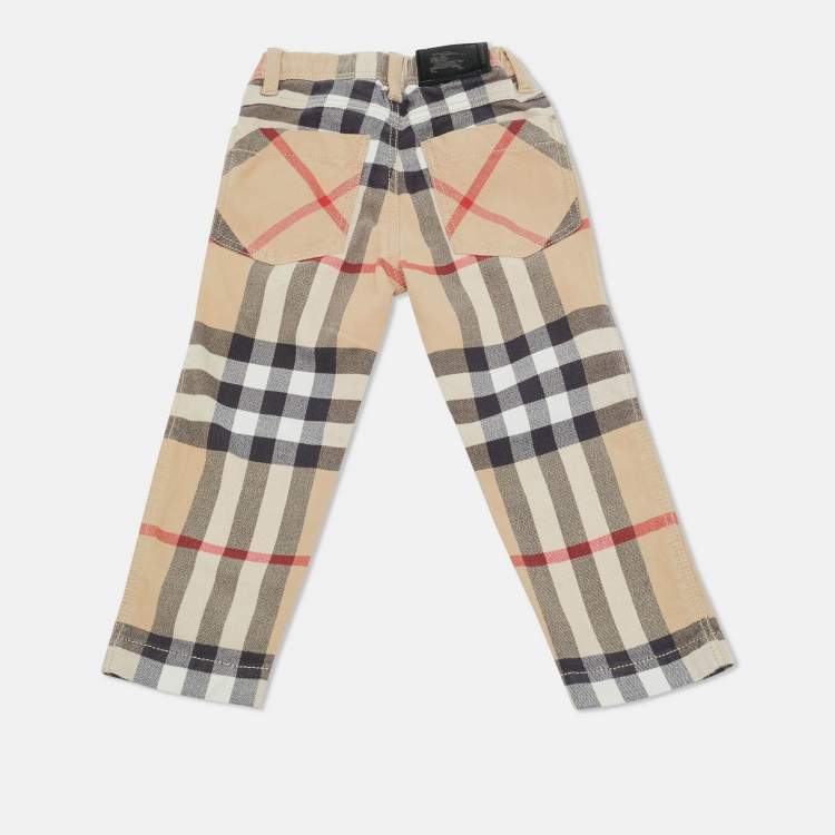 Pre Owned Burberry Kids Beige Nova Check Print Cotton Pants 2 Yrs