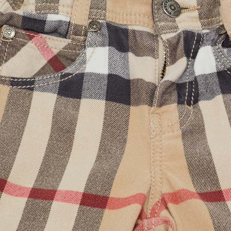 Pre Owned Burberry Kids Beige Nova Check Print Cotton Pants 2 Yrs