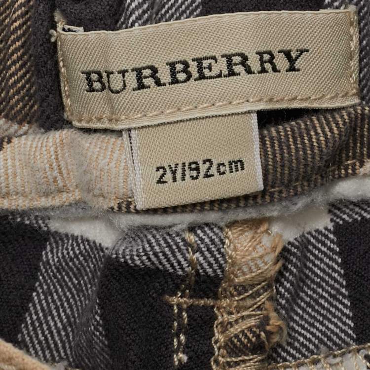 Pre Owned Burberry Kids Beige Nova Check Print Cotton Pants 2 Yrs