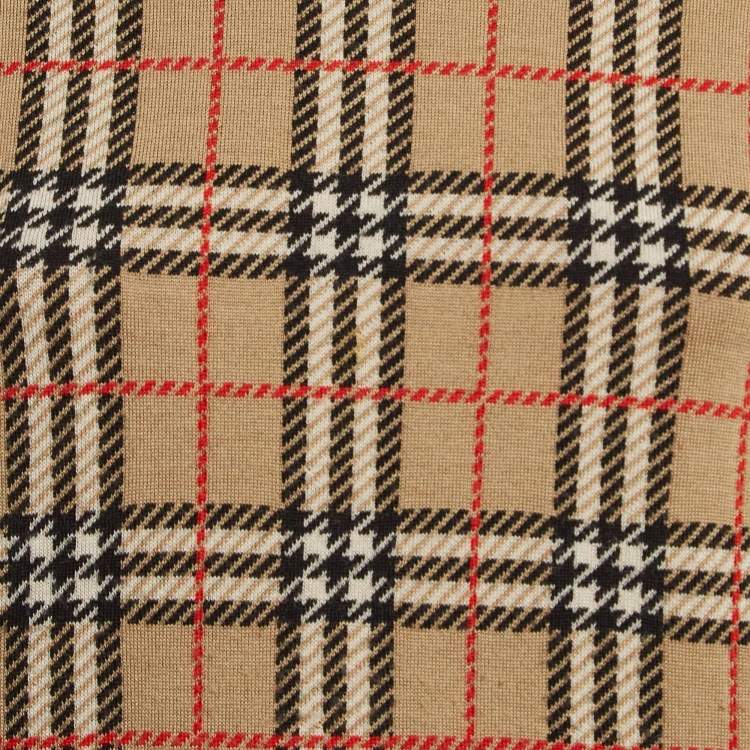 Pre Owned Burberry Beige Checked Merino Wool Sweatshirt 10Yrs