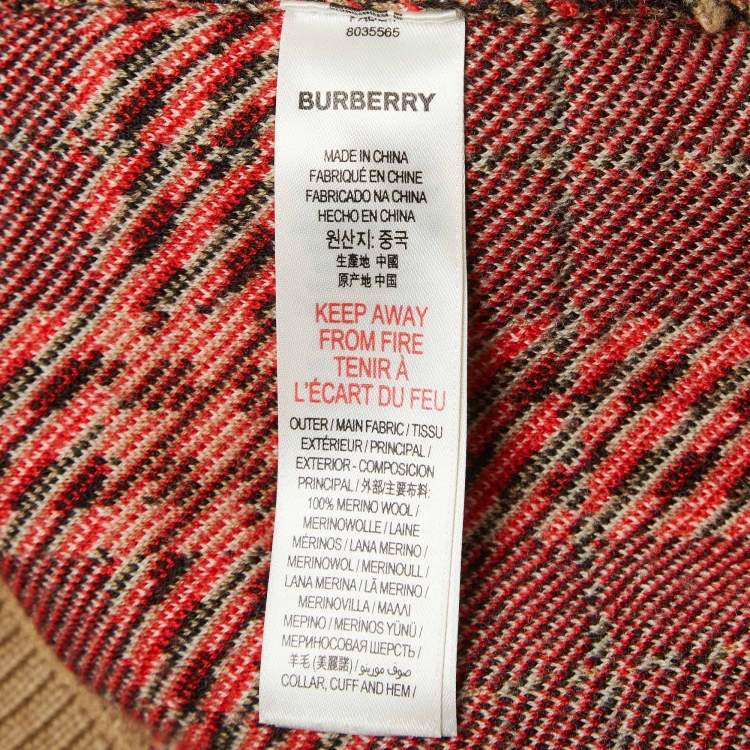 Pre Owned Burberry Beige Checked Merino Wool Sweatshirt 10Yrs