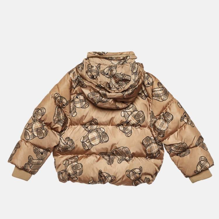 Pre Owned Burberry Kids Brown Thomas Bear Print Puffer Jacket 3 Yrs