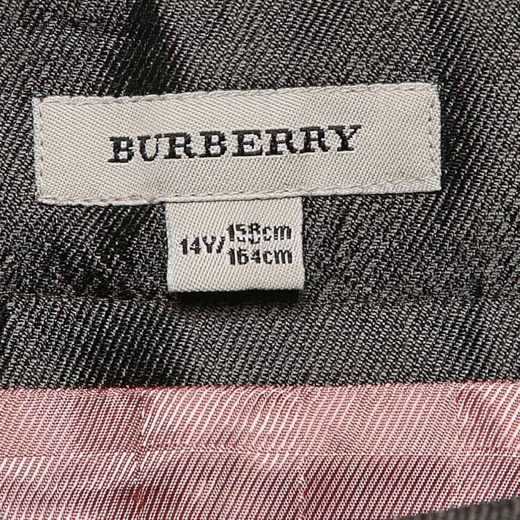 Pre Owned Burberry Kids Metallic Grey Gabardine Pleated Skirt 14 Yrs