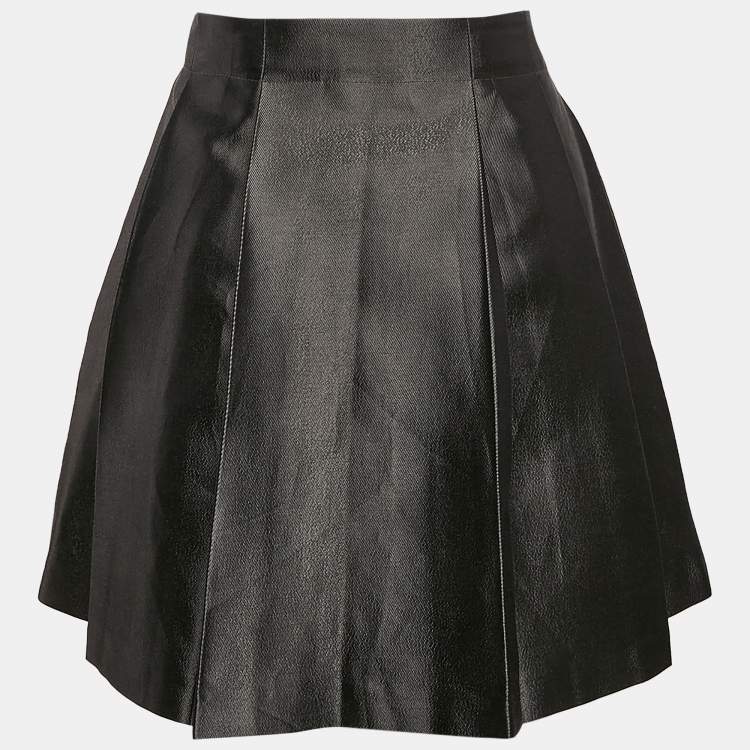 Pre Owned Burberry Kids Metallic Grey Gabardine Pleated Skirt 14 Yrs