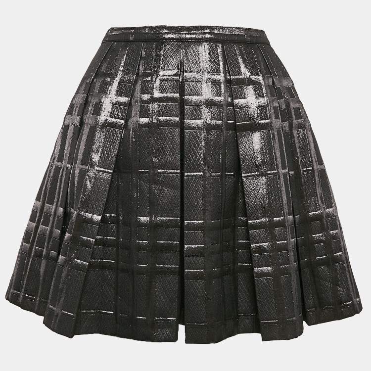 مملوكة مسبقًا Burberry Black Checked Lurex Pleated Mini Skirt 14 Yrs