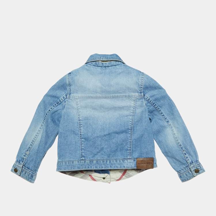 Pre Owned Burberry Kids Blue Washed Denim Full Sleeve Top 3 Yrs