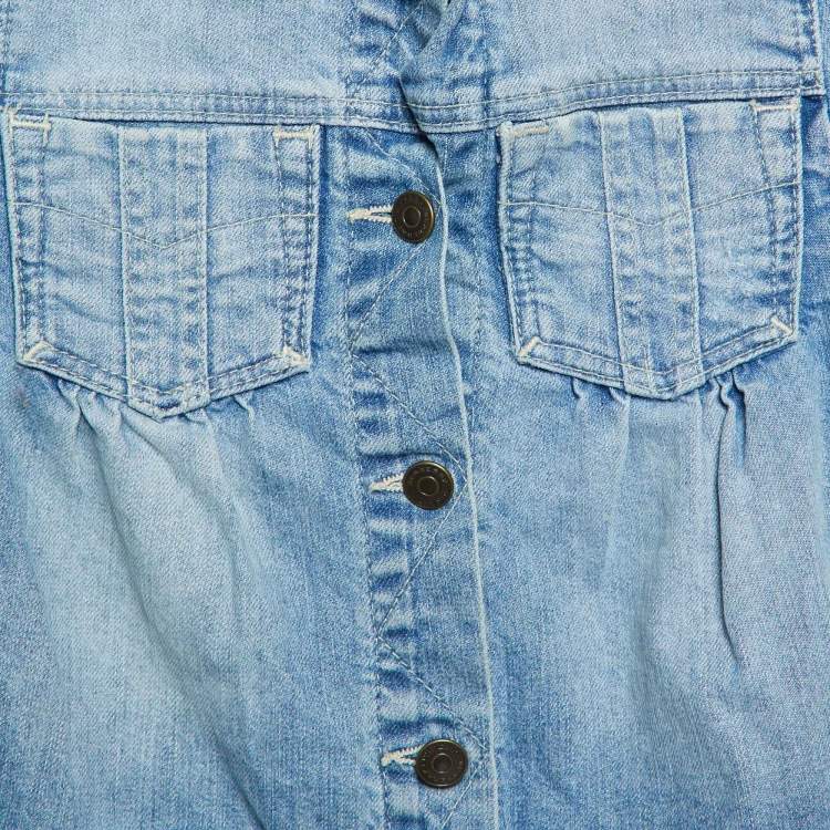 Pre Owned Burberry Kids Blue Washed Denim Full Sleeve Top 3 Yrs