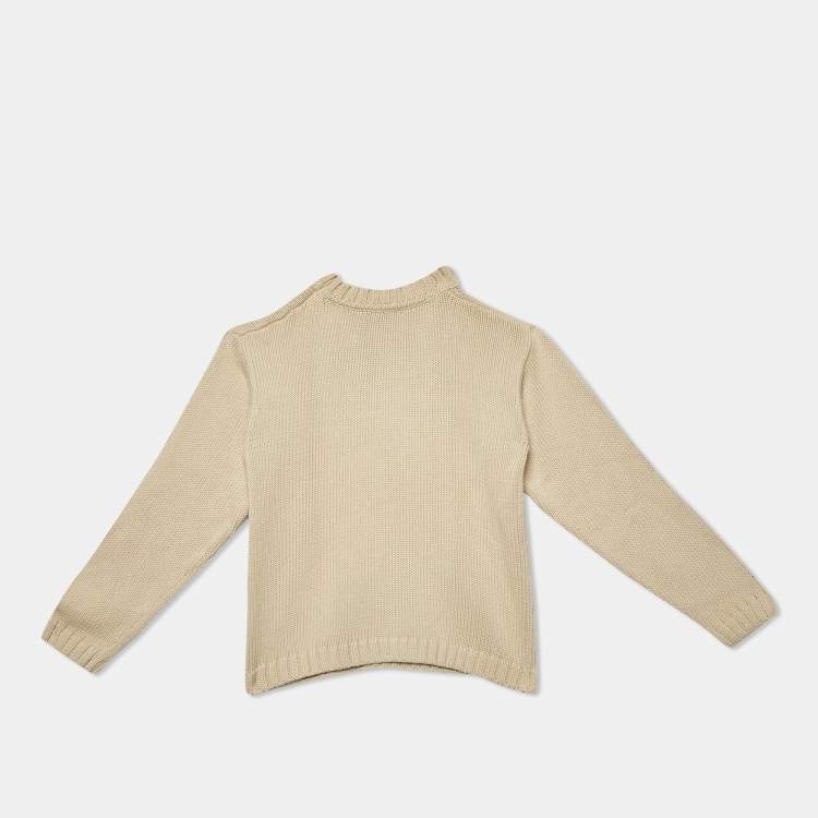 Pre Owned Burberry Beige Embroidered Cotton Full Sleeve Jumper 10 Yrs