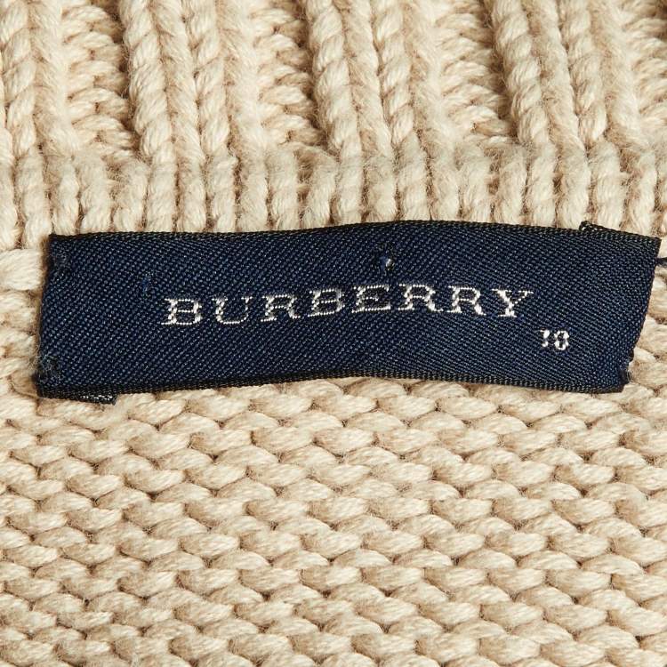 Pre Owned Burberry Beige Embroidered Cotton Full Sleeve Jumper 10 Yrs