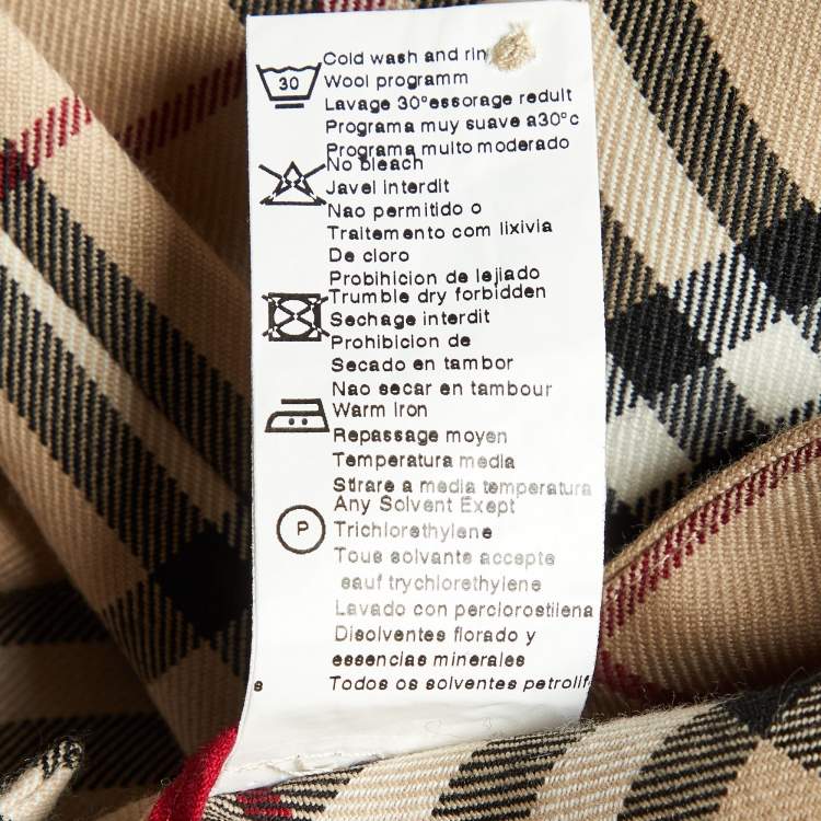 Pre Owned Burberry Kids Beige Vintage Check Wool Blend Wide Leg Pants 8 Yrs