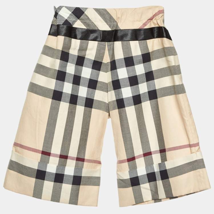 Pre Owned Burberry Kids Beige Vintage Check Cotton Short 10 Yrs