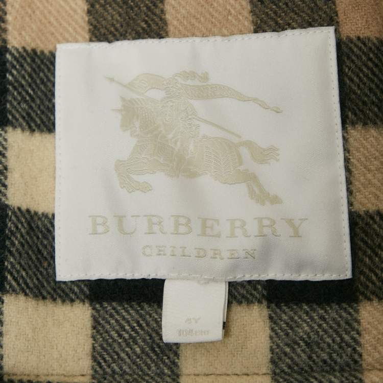 Pre Owned Burberry Children Wool Felt Hooded Duffle Coat 4 Yrs