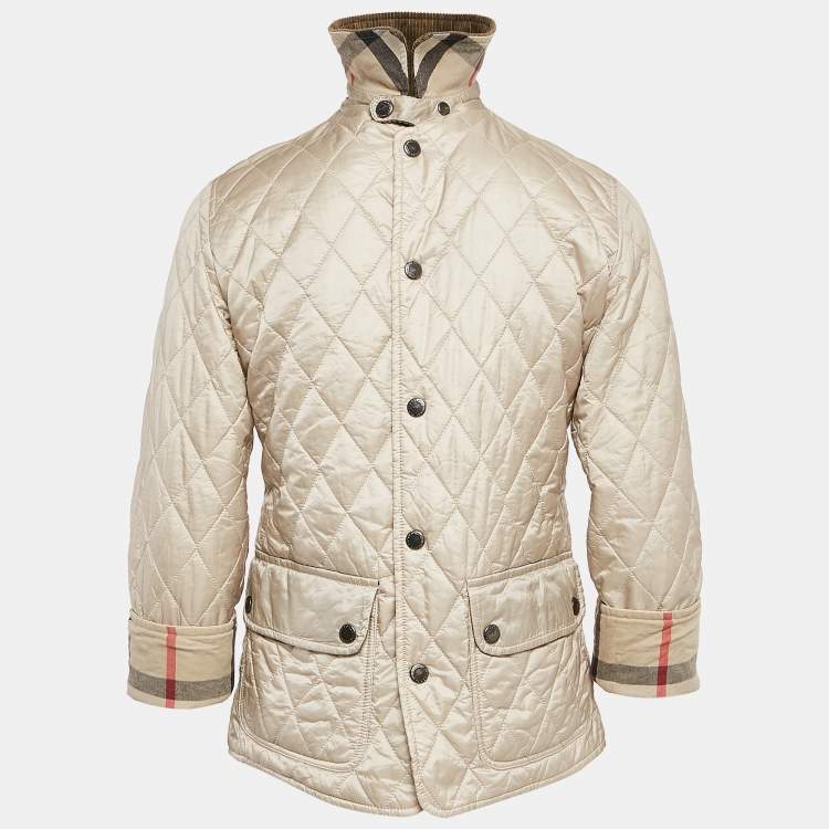 Pre Owned Burberry Kids Beige Nylon Button Front Quilted Jacket 12 Yrs