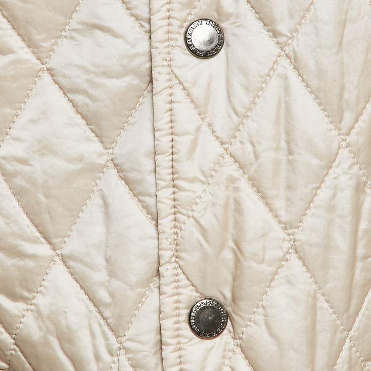 Pre Owned Burberry Kids Beige Nylon Button Front Quilted Jacket 12 Yrs