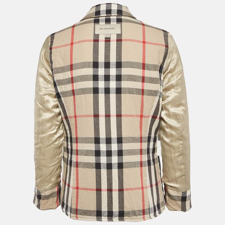 Pre Owned Burberry Kids Beige Nylon Button Front Quilted Jacket 12 Yrs