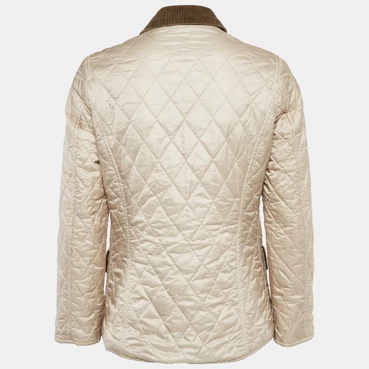 Pre Owned Burberry Kids Beige Nylon Button Front Quilted Jacket 12 Yrs