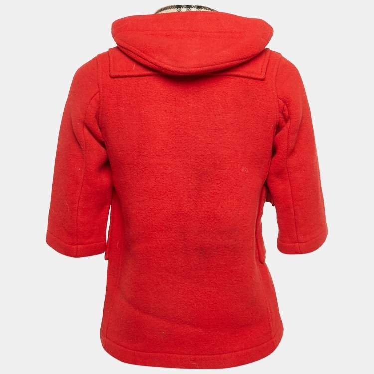 Pre Owned Burberry Kids Red Wool Felt Speciality Duffle Coat 4/5 Yrs