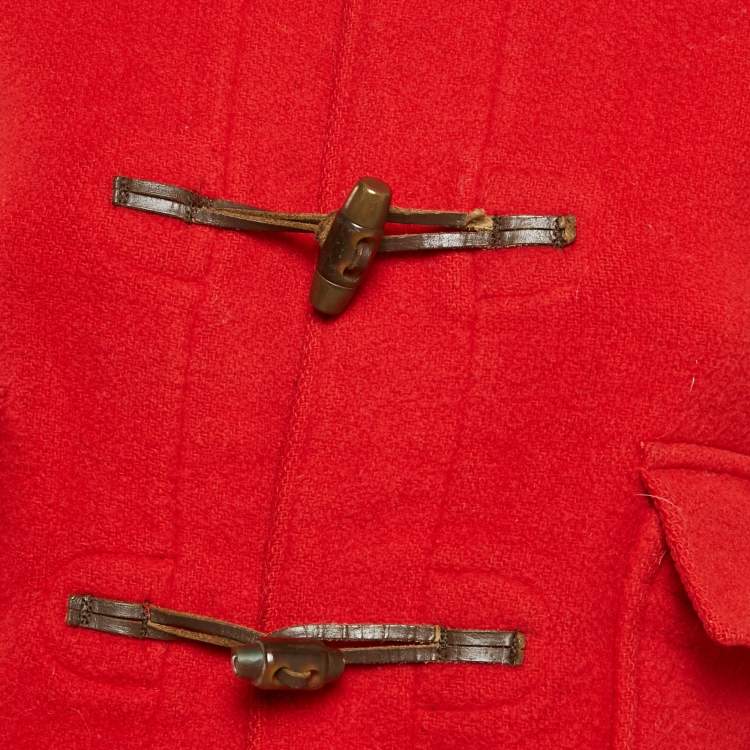 Pre Owned Burberry Kids Red Wool Felt Speciality Duffle Coat 4/5 Yrs