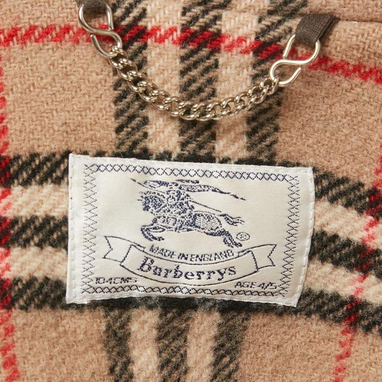 Pre Owned Burberry Kids Red Wool Felt Speciality Duffle Coat 4/5 Yrs