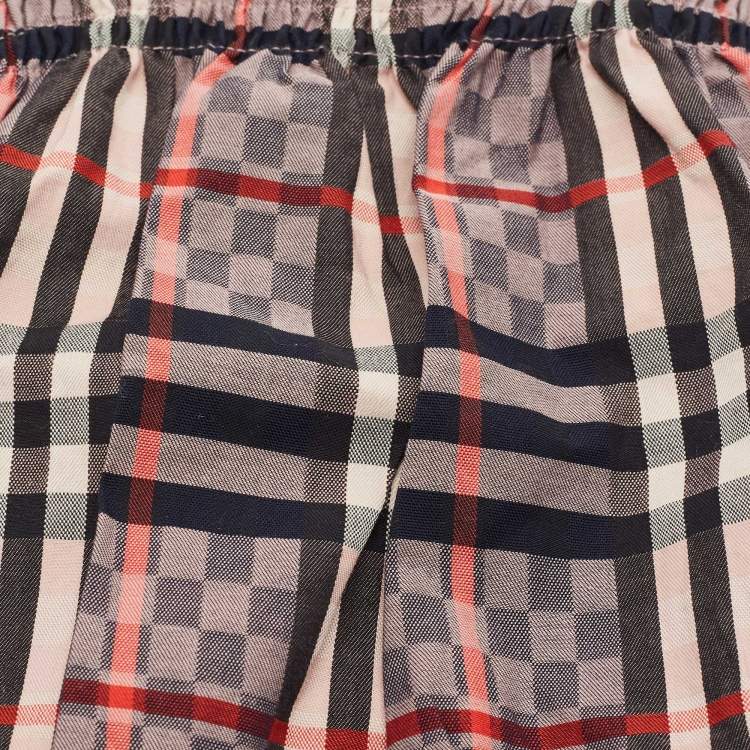 Pre Owned Burberry Kids Vintage Check Pattern Cotton Romper 3M