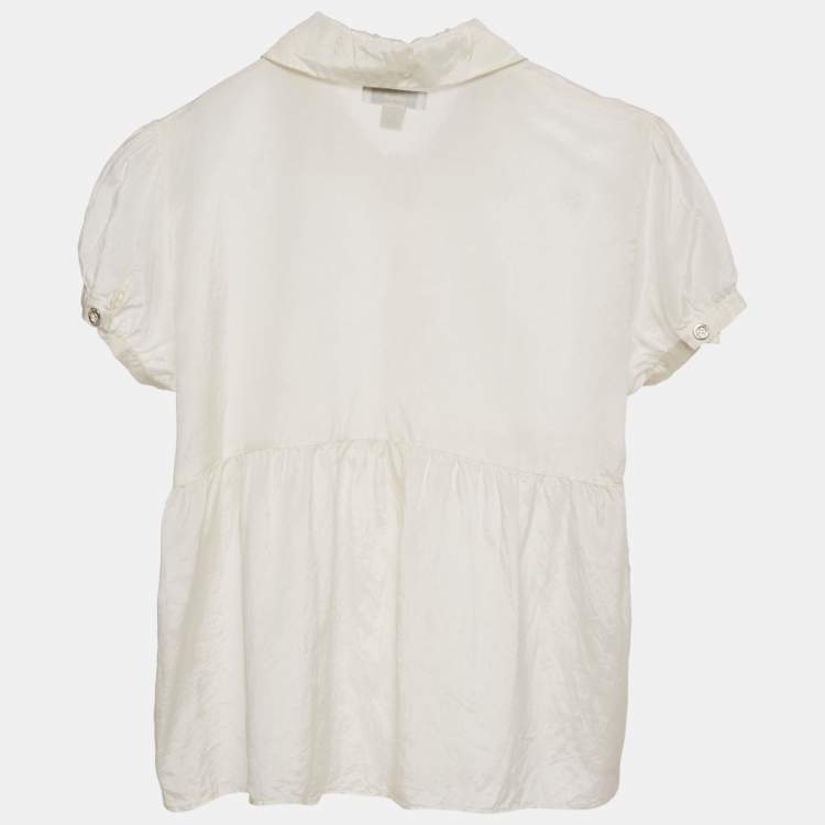 Pre Owned Burberry Kids White Silk and Cotton Button Front Top 16 Yrs