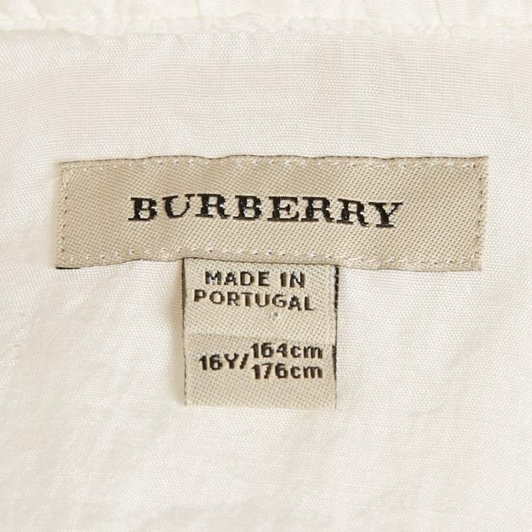 Pre Owned Burberry Kids White Silk and Cotton Button Front Top 16 Yrs